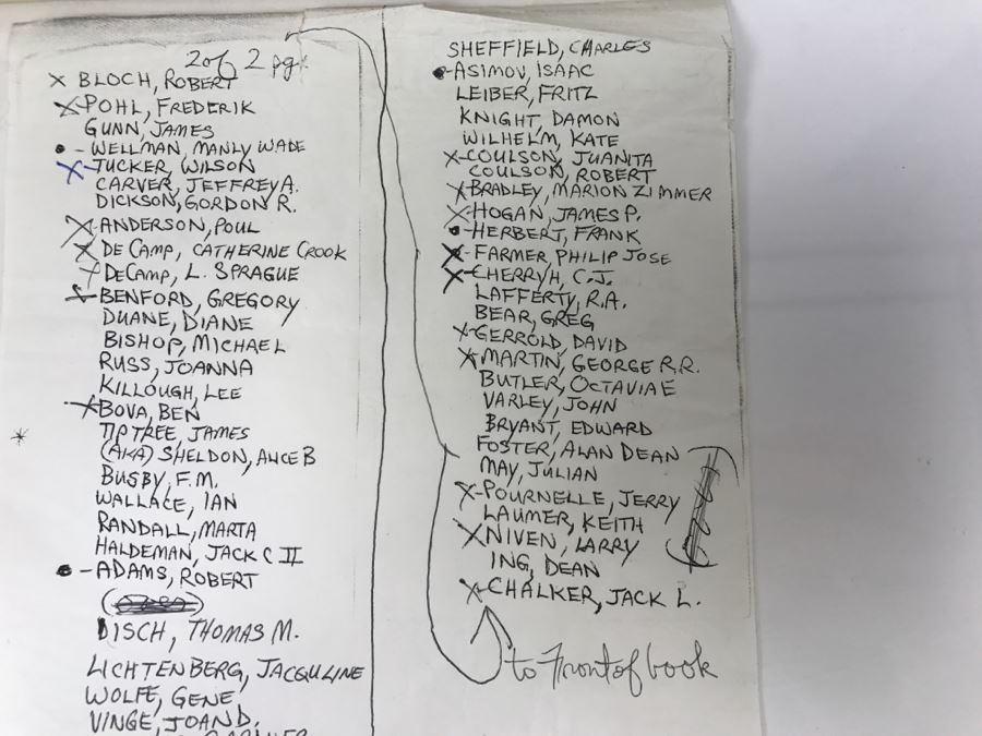 Signed First Bluejay Printing 1984 Book The Faces Of Science Fiction Photographs By Patti Perret (Signed By 34 Science Fiction Writers Including Ray Bradbury, Frederik Pohl, Poul Anderson, L. Sprague De Camp, Andre Norton, A.E. Van Vogt) See Description [Photo 9]