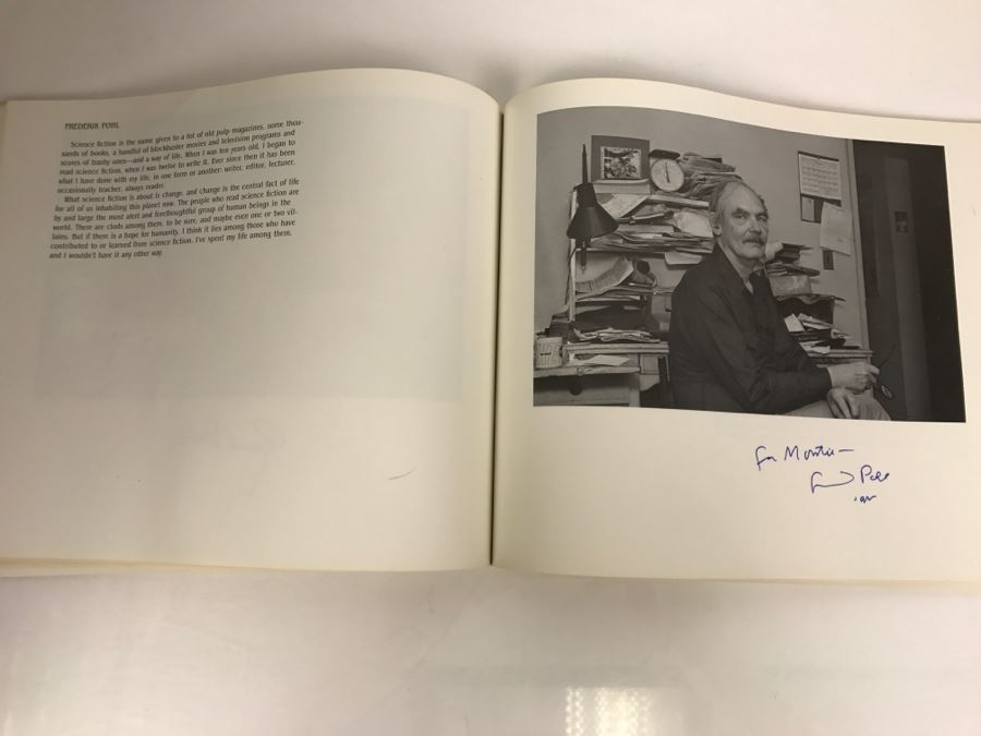 Signed First Bluejay Printing 1984 Book The Faces Of Science Fiction Photographs By Patti Perret (Signed By 34 Science Fiction Writers Including Ray Bradbury, Frederik Pohl, Poul Anderson, L. Sprague De Camp, Andre Norton, A.E. Van Vogt) See Description [Photo 62]