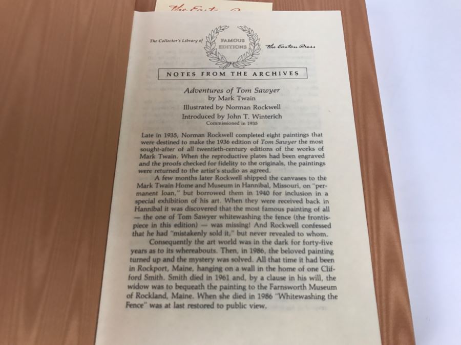 Easton Press Hardcover Book Adventures Of Tom Sawyer By Mark Twain [Photo 6]