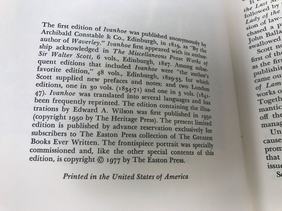 Easton Press Hardcover Book Ivanhoe By Sir Walter Scott