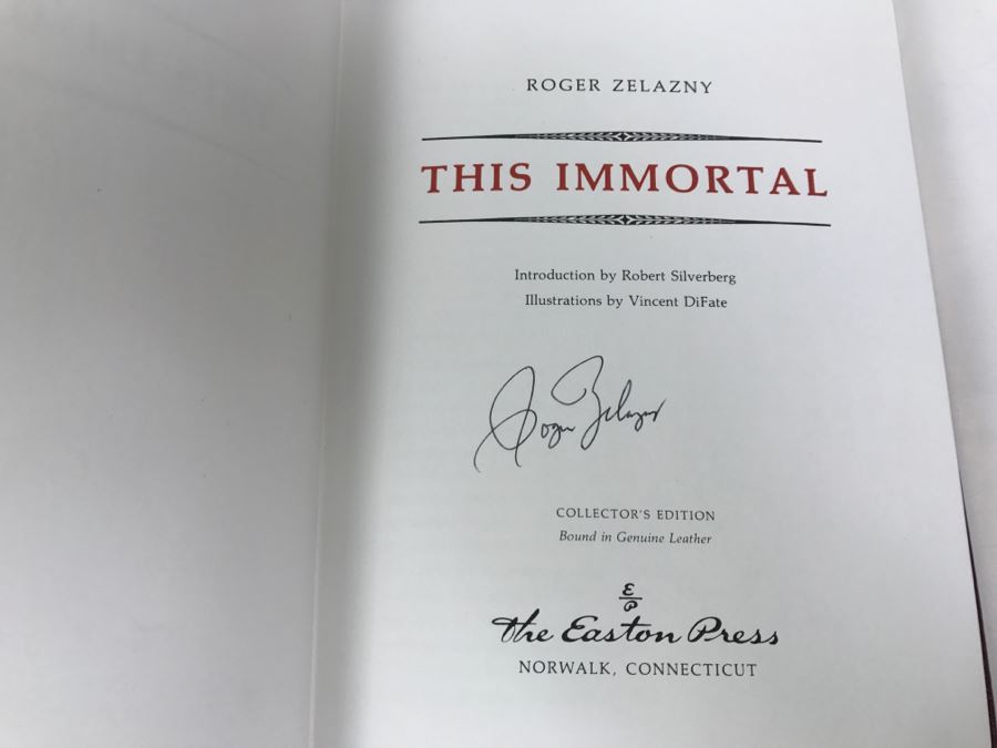 Signed Easton Press Hardcover Book This Immortal By Roger Zelazny Masterpiece Of Science Fiction [Photo 6]