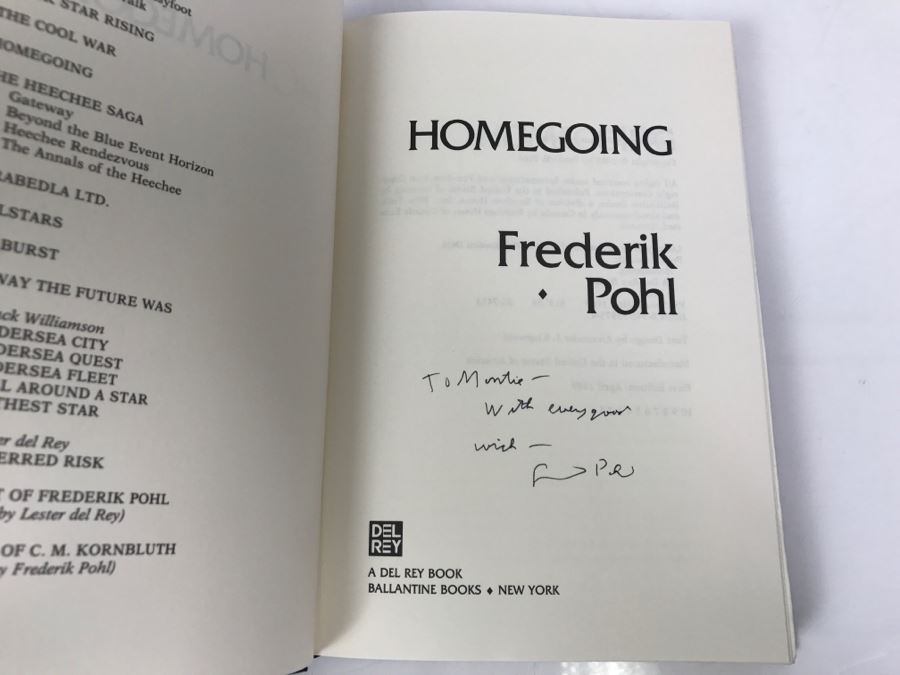 Signed First Edition 1989 Hardcover Book Homegoing By Frederik Pohl [Photo 5]