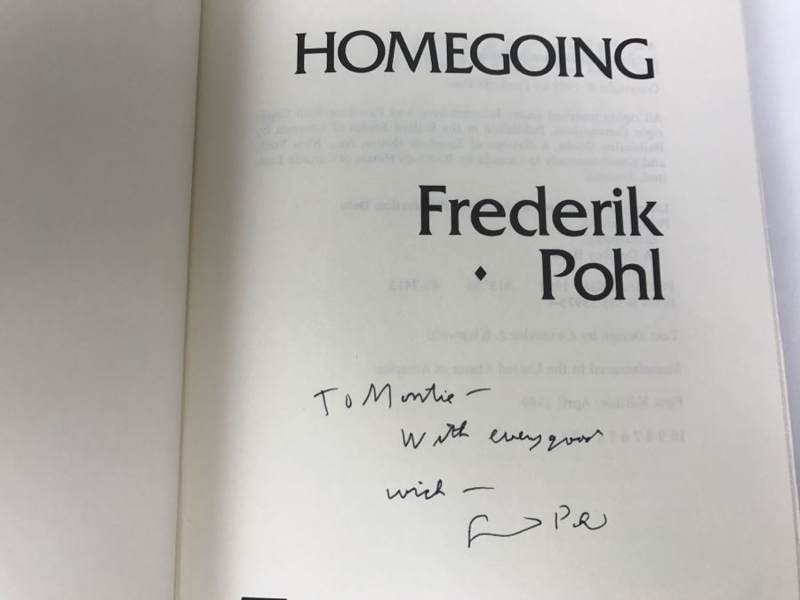 Signed First Edition 1989 Hardcover Book Homegoing By Frederik Pohl [Photo 6]