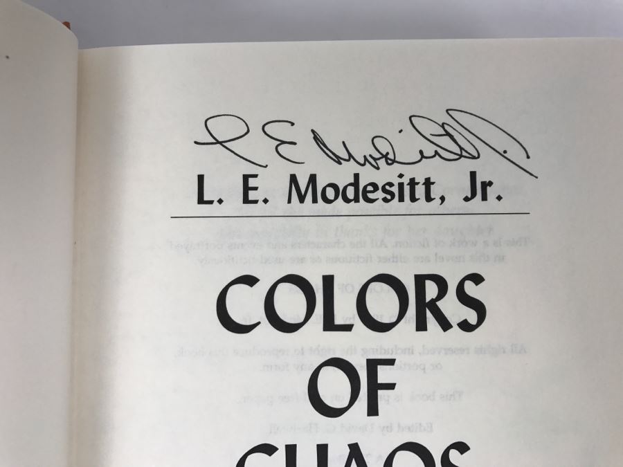 Signed First Edition 1999 Hardcover Book Colors Of Chaos By L.E. Modesitt, Jr. [Photo 7]