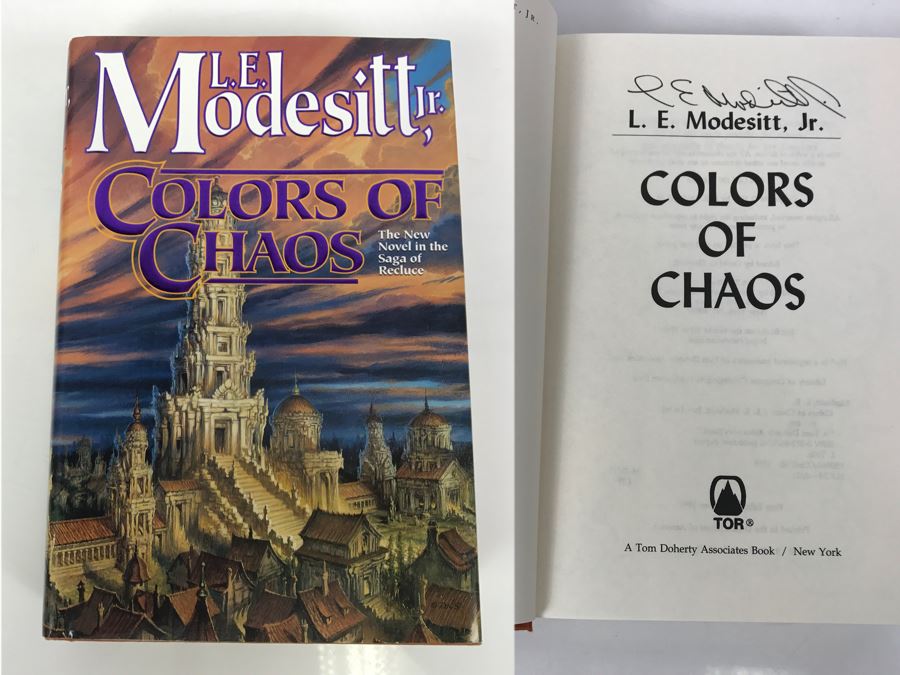 Signed First Edition 1999 Hardcover Book Colors Of Chaos By L.E. Modesitt, Jr.