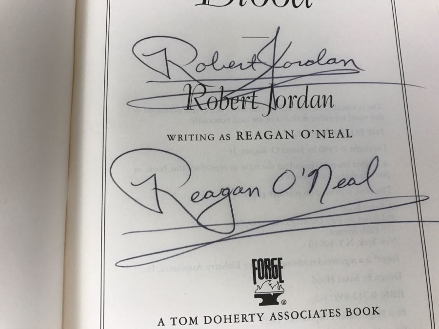 Signed First Edition Hardcover Book The Fallon Blood By Robert Jordan Writing As Reagan O'Neal (Signed By Both) [Photo 6]