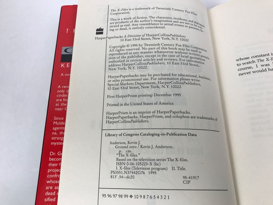 Signed First Printing The X Files Ground Zero By Kevin J. Anderson [Photo 7]