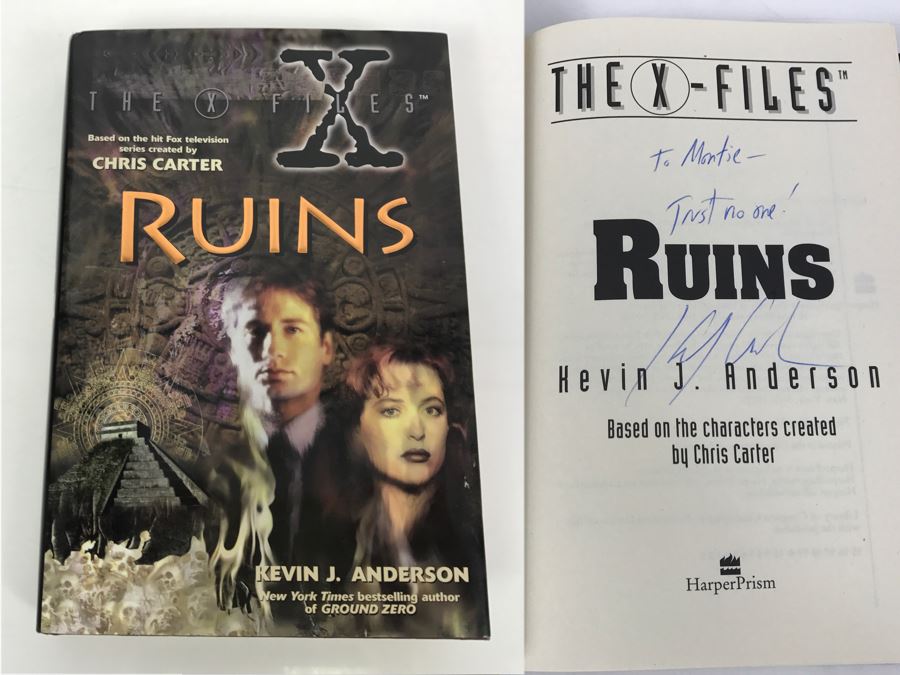 Signed First Printing 1996 Hardcover Book The X-Files Ruins By Kevin J. Anderson