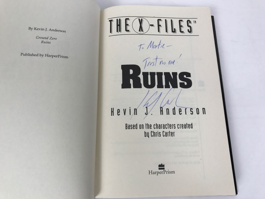 Signed First Printing 1996 Hardcover Book The X-Files Ruins By Kevin J. Anderson [Photo 5]