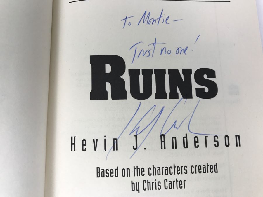 Signed First Printing 1996 Hardcover Book The X-Files Ruins By Kevin J. Anderson [Photo 6]
