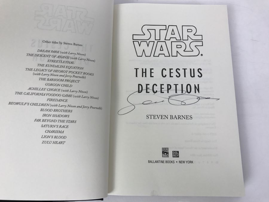Signed First Edition 2004 Hardcover Book STAR WARS The Cestus Deception By Steven Barnes [Photo 5]