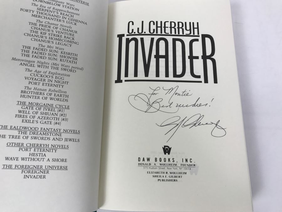 Signed First Printing 1995 Hardcover Book Invader By C.J. Cherryh [Photo 5]