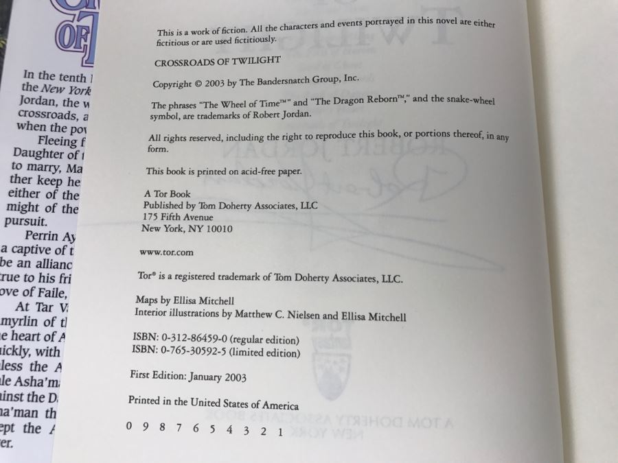 Signed First Edition Book Crossroads Of Twilight By Robert Jordan [Photo 8]