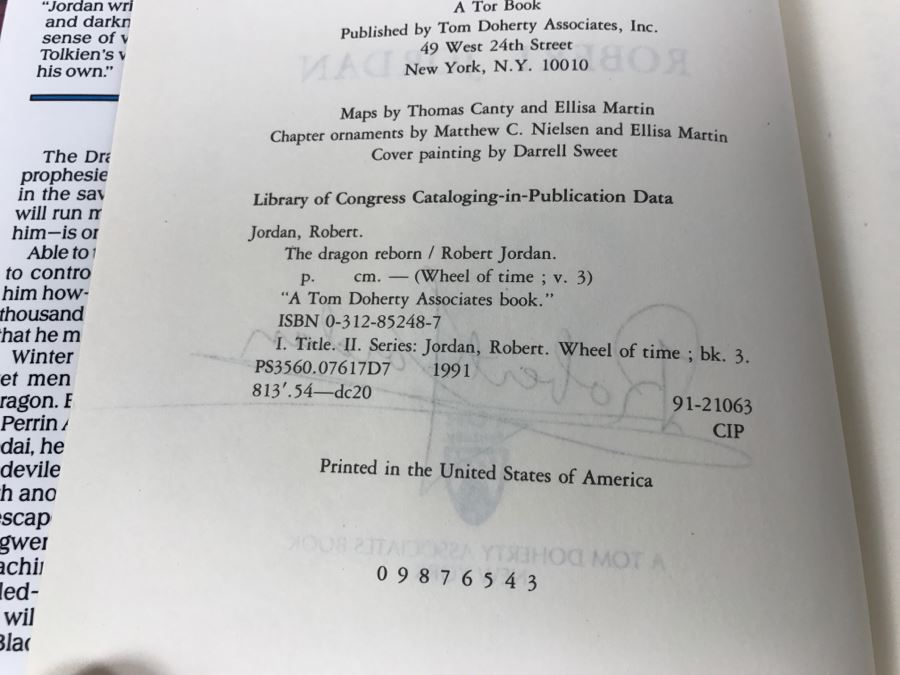 Signed Hardcover Book The Dragon Reborn By Robert Jordan [Photo 8]