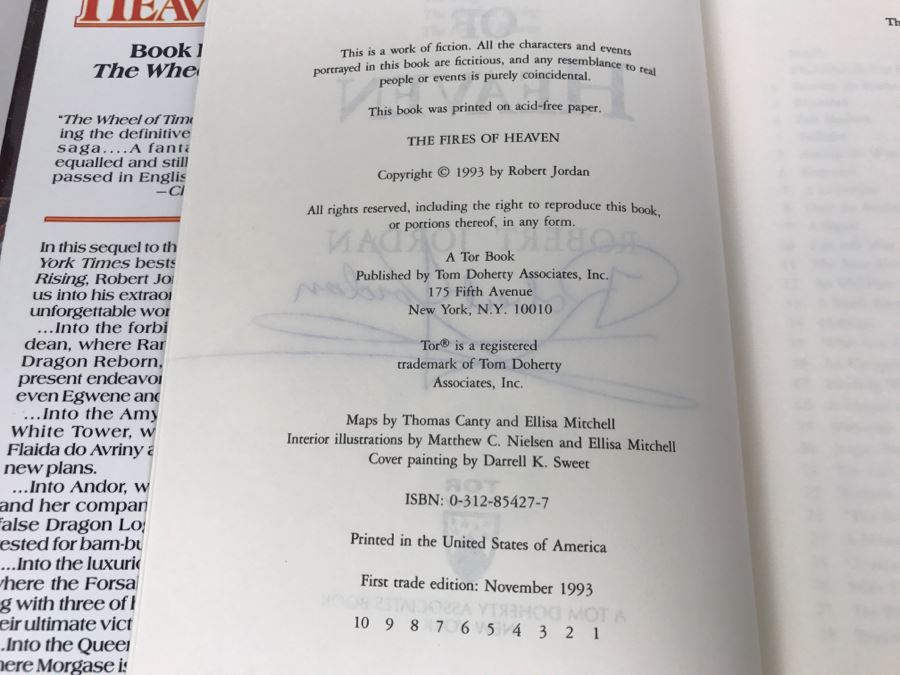 Signed First Trade Edition The Fires Of Heaven By Robert Jordan [Photo 7]