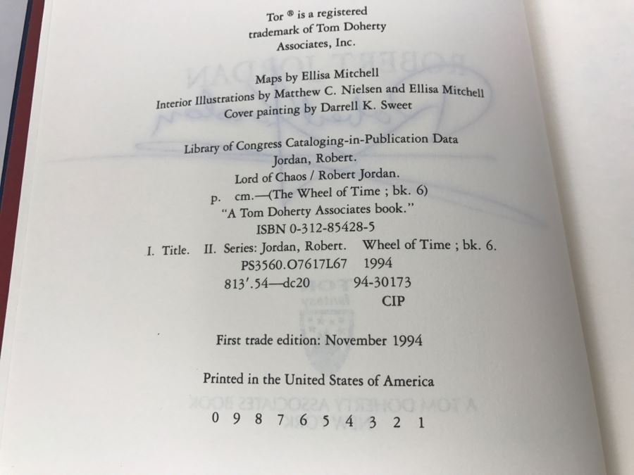 Signed First Trade Edition Hardcover Book Lord Of Chaos By Robert Jordan [Photo 7]