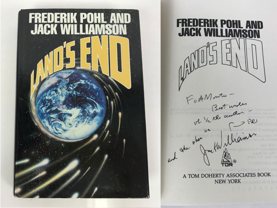 Signed First Edition 1988 Hardcover Book Land's End By Frederik Pohl And Jack Williamson (Signed By Both Authors) [Photo 1]