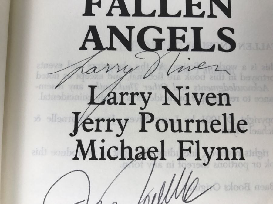 Signed First Edition Hardcover Book Fallen Angels By Larry Niven, Jerry Pournelle And Michael Flynn (Signed By All 3 Authors) [Photo 7]