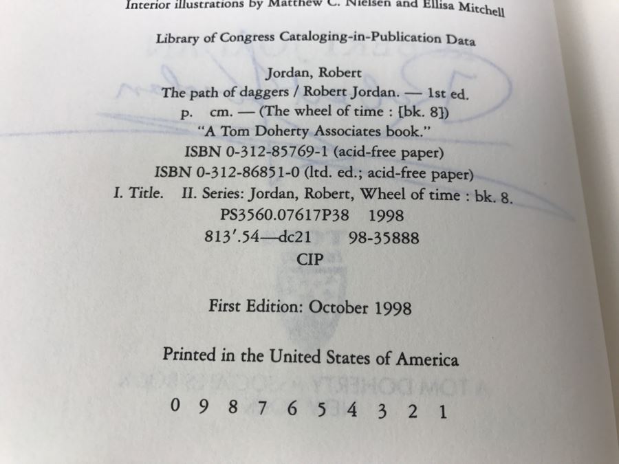 Signed First Edition 1998 Hardcover Book The Path Of Daggers By Robert Jordan [Photo 8]