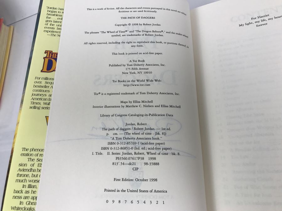 Signed First Edition 1998 Hardcover Book The Path Of Daggers By Robert Jordan [Photo 7]