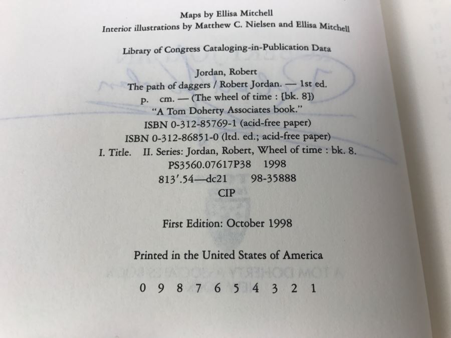 Signed First Edition 1998 Hardcover Book The Path Of Daggers By Robert Jordan [Photo 9]