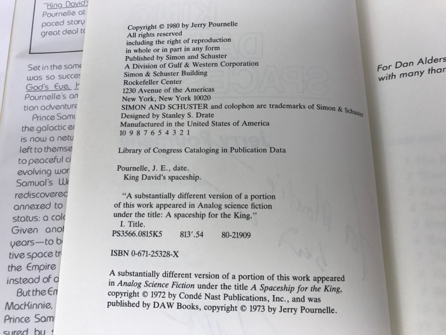 Signed First Edition 1980 Hardcover Book King David's Spaceship By J.E. Pournelle [Photo 8]