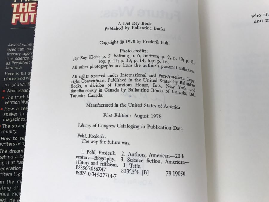 Signed First Edition 1978 Hardcover Book The Way The Future Was By Frederik Pohl [Photo 8]
