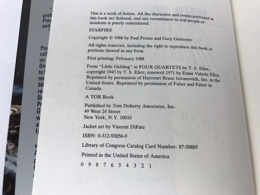 Signed First Printing 1988 Hardcover Book STARFIRE By Paul Preuss [Photo 7]