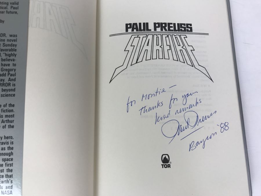Signed First Printing 1988 Hardcover Book STARFIRE By Paul Preuss [Photo 5]