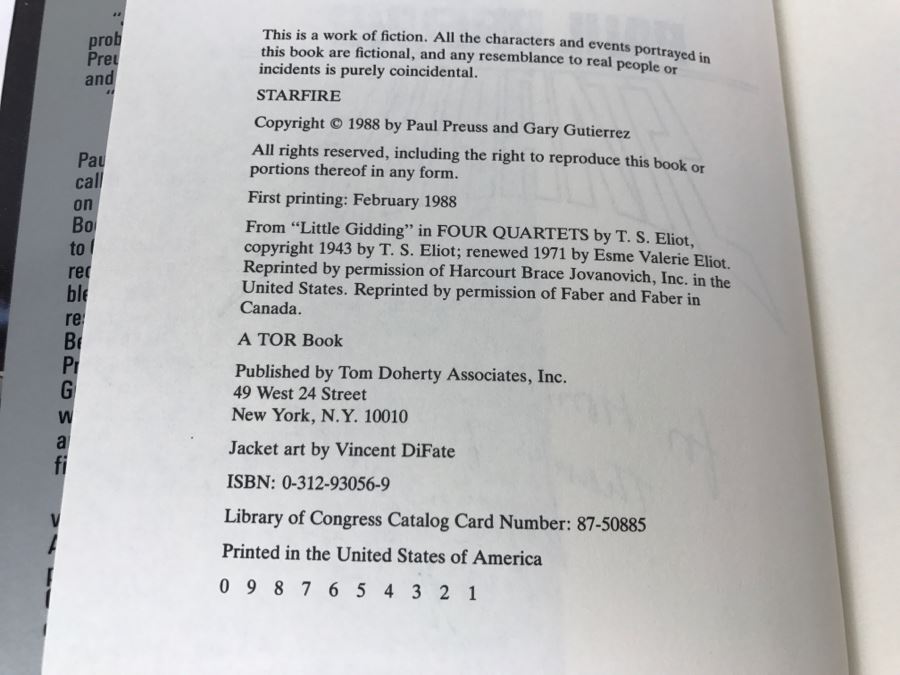 Signed First Printing 1988 Hardcover Book STARFIRE By Paul Preuss [Photo 8]