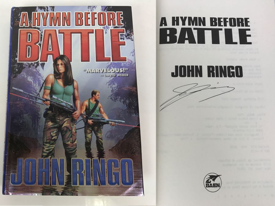 Signed First Printing 2000 Hardcover Book A Hymn Before Battle By John Ringo [Photo 1]