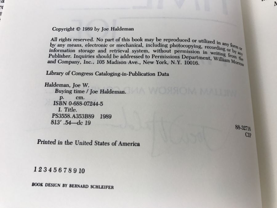 Signed Hardcover Book Buying Time By Joe Haldeman [Photo 8]