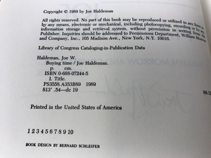 Signed Hardcover Book Buying Time By Joe Haldeman [Photo 9]