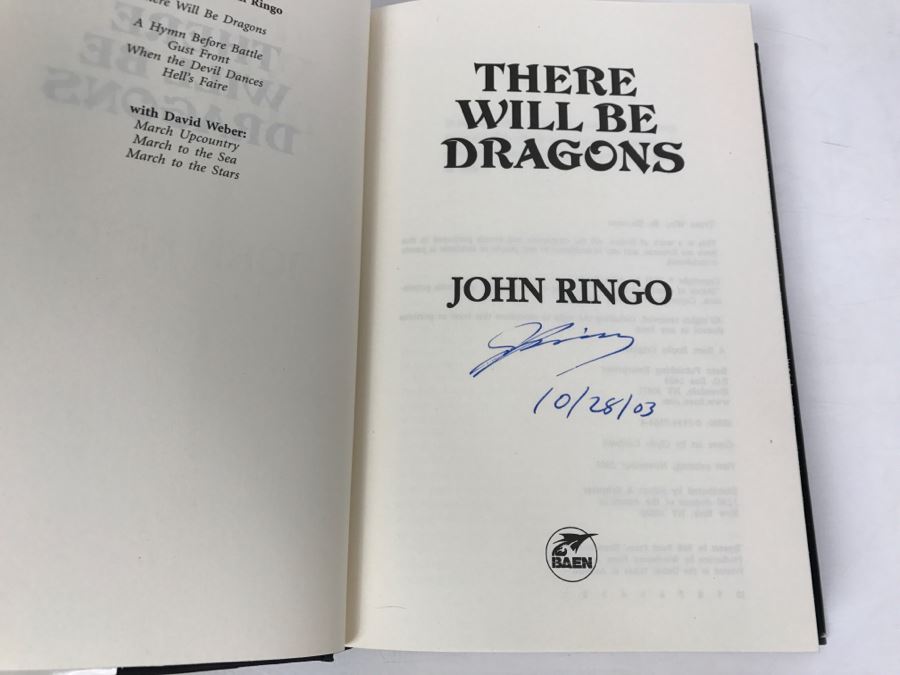Signed First Printing 2003 Hardcover Book There Will Be Dragons By John Ringo [Photo 5]