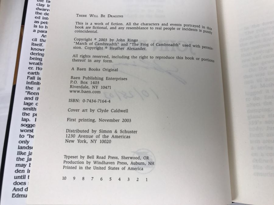 Signed First Printing 2003 Hardcover Book There Will Be Dragons By John Ringo [Photo 8]