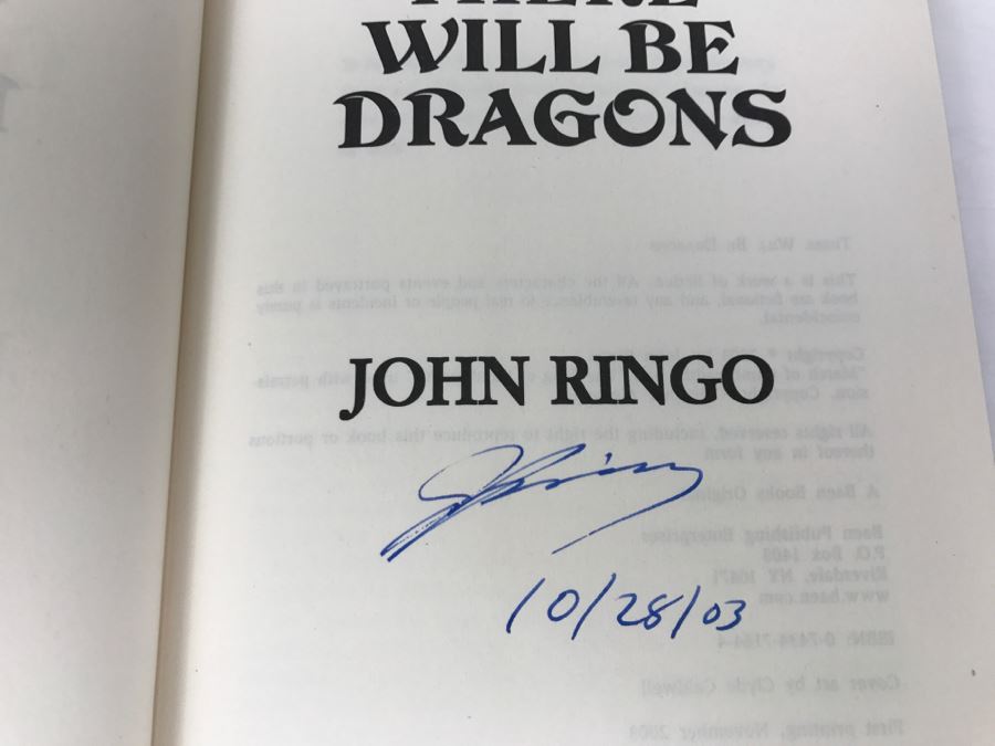 Signed First Printing 2003 Hardcover Book There Will Be Dragons By John Ringo [Photo 6]