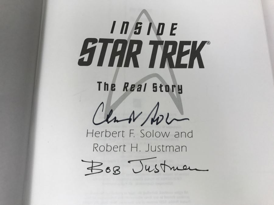 Signed First Printing 1996 Hardcover Book Inside STAR TREK The Real Story By Herbert F. Solow And Robert H. Justman (Signed By Both Authors) [Photo 9]