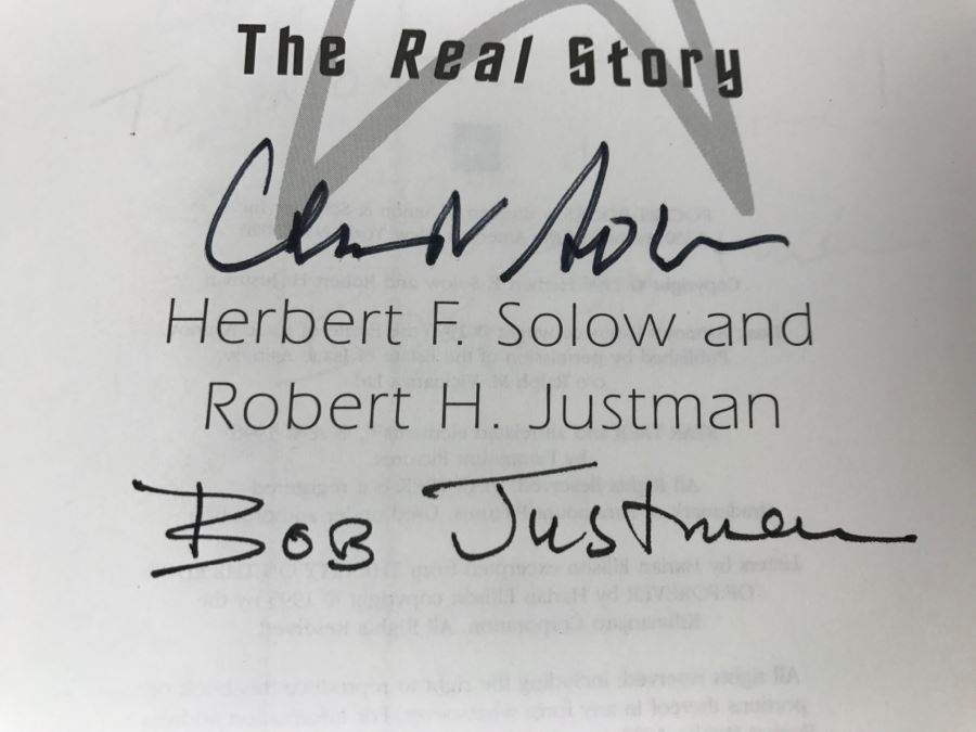 Signed First Printing 1996 Hardcover Book Inside STAR TREK The Real Story By Herbert F. Solow And Robert H. Justman (Signed By Both Authors) [Photo 10]