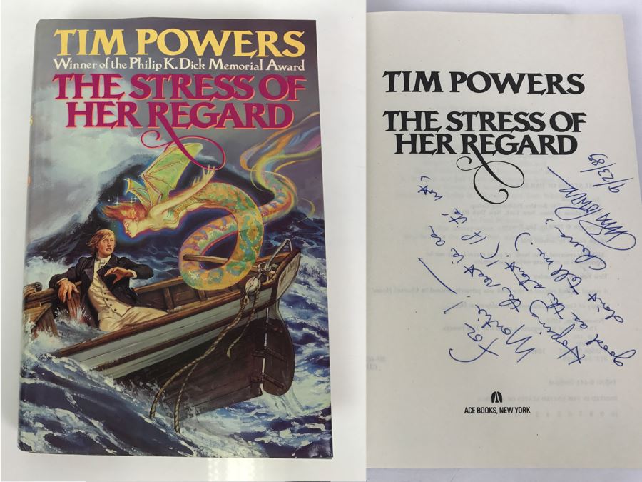 Signed First Edition 1989 Hardcover Book The Stress Of Her Regard By Tim Powers [Photo 1]