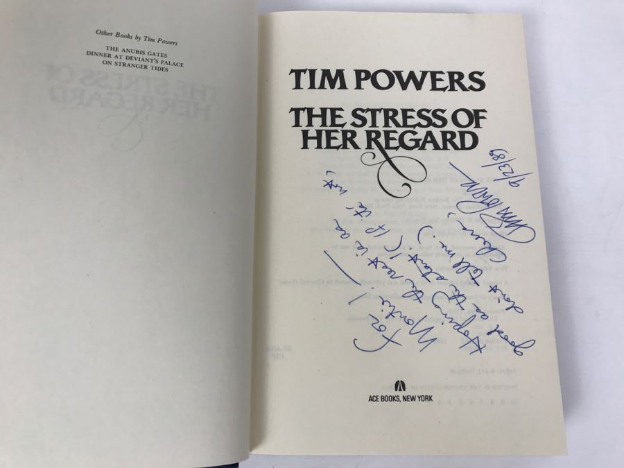 Signed First Edition 1989 Hardcover Book The Stress Of Her Regard By Tim Powers [Photo 5]