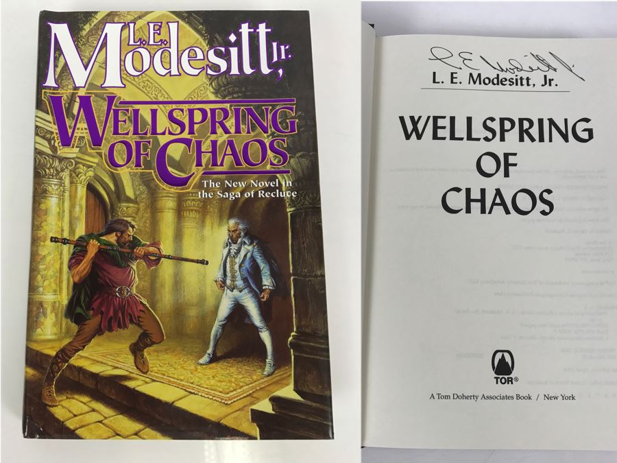 Signed First Edition 2004 Hardcover Book Wellspring Of Chaos: A Recluce Novel By L.E. Modesitt, Jr. [Photo 1]
