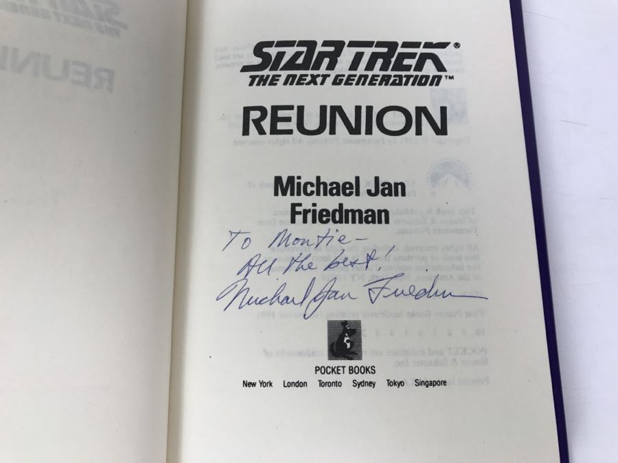 Signed First Printing 1991 Hardcover Book STAR TREK The Next Generation Reunion By Michael Jan Friedman [Photo 5]