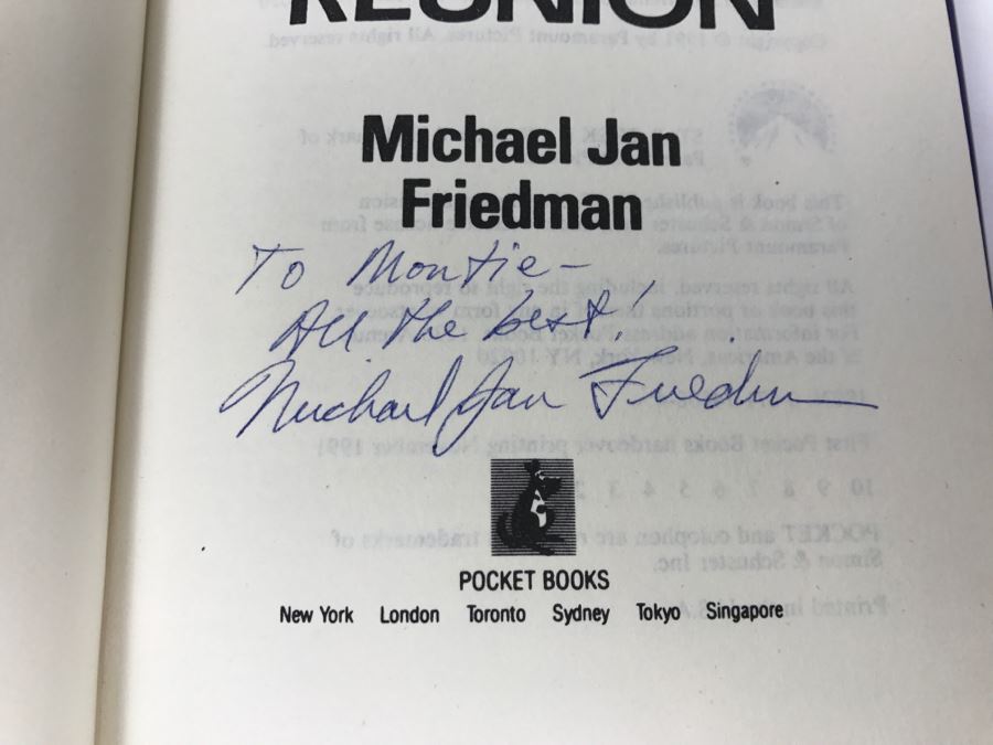 Signed First Printing 1991 Hardcover Book STAR TREK The Next Generation Reunion By Michael Jan Friedman [Photo 6]