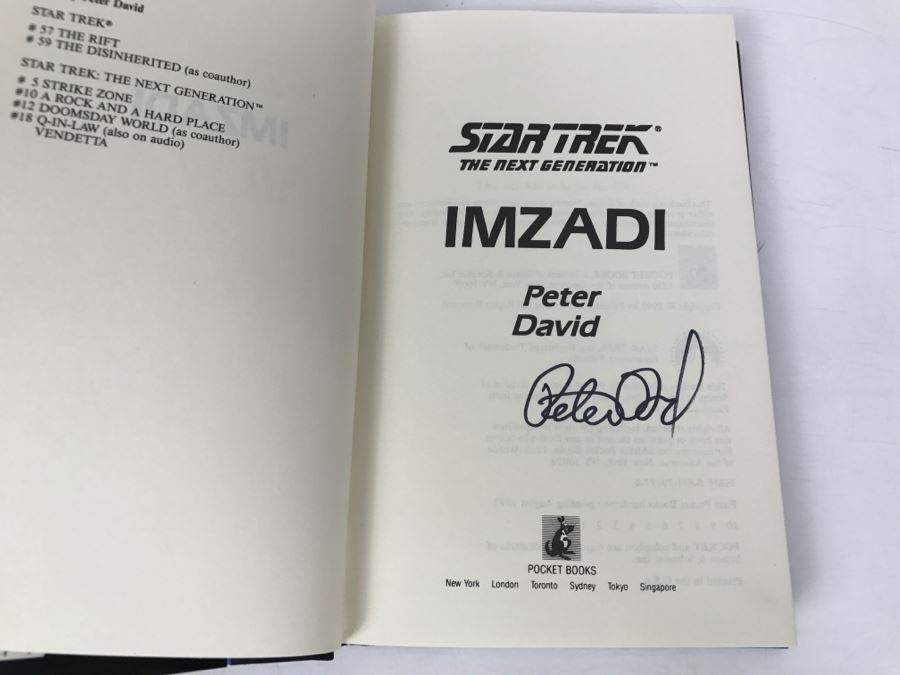 Signed First Printing 1992 Hardcover Book STAR TREK The Next Generation IMZADI By Peter David [Photo 4]