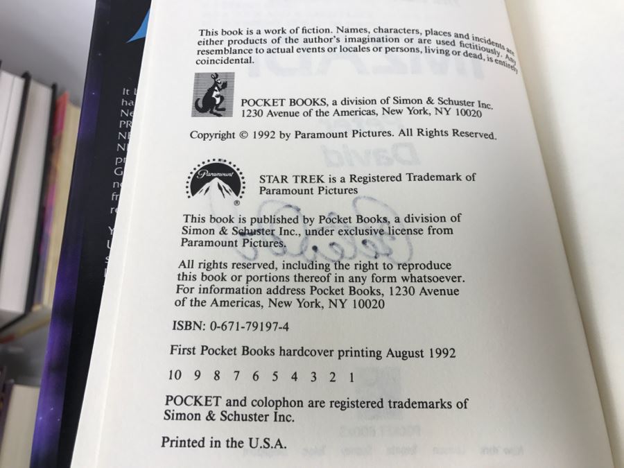 Signed First Printing 1992 Hardcover Book STAR TREK The Next Generation IMZADI By Peter David [Photo 7]