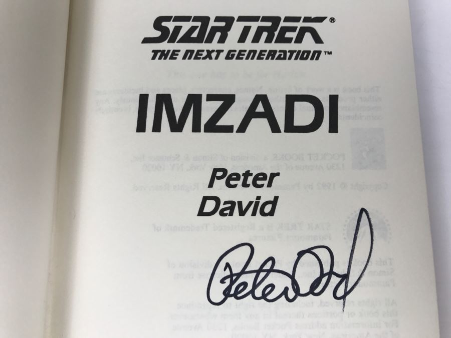 Signed First Printing 1992 Hardcover Book STAR TREK The Next Generation IMZADI By Peter David [Photo 5]