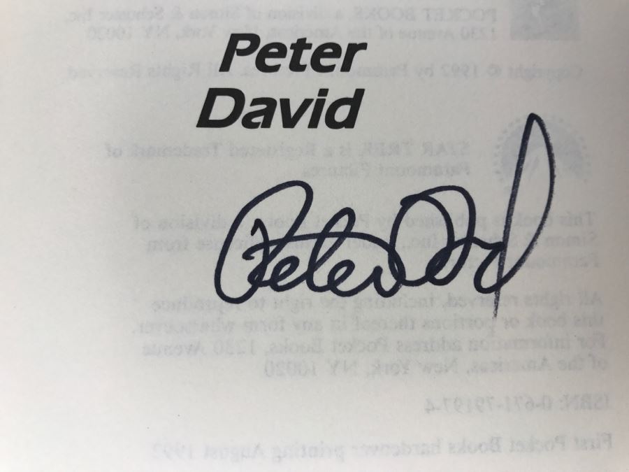 Signed First Printing 1992 Hardcover Book STAR TREK The Next Generation IMZADI By Peter David [Photo 6]