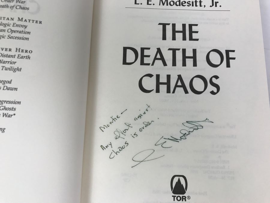 Signed First Edition 1995 Hardcover Book The Death Of Chaos By L.E. Modesitt, Jr. [Photo 5]