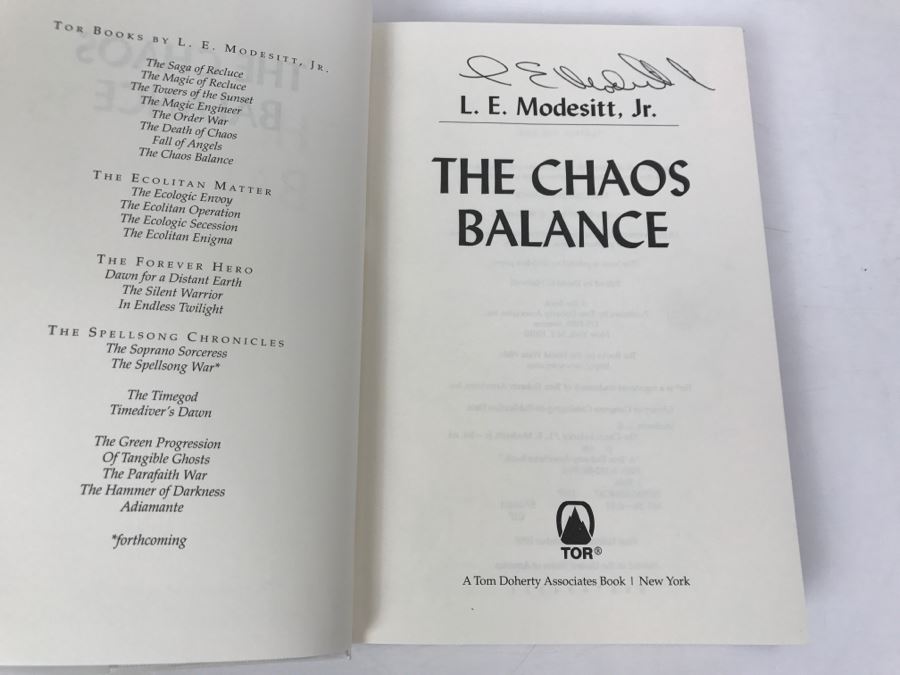 Signed First Edition 1997 Hardcover Book The Chaos Balance By L.E. Modesitt, Jr. [Photo 5]
