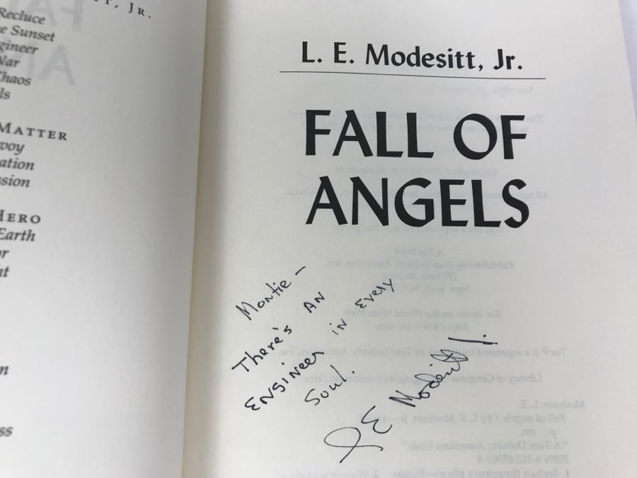 Signed First Edition 1996 Hardcover Book Fall Of Angels By L.E. Modesitt, Jr. [Photo 5]
